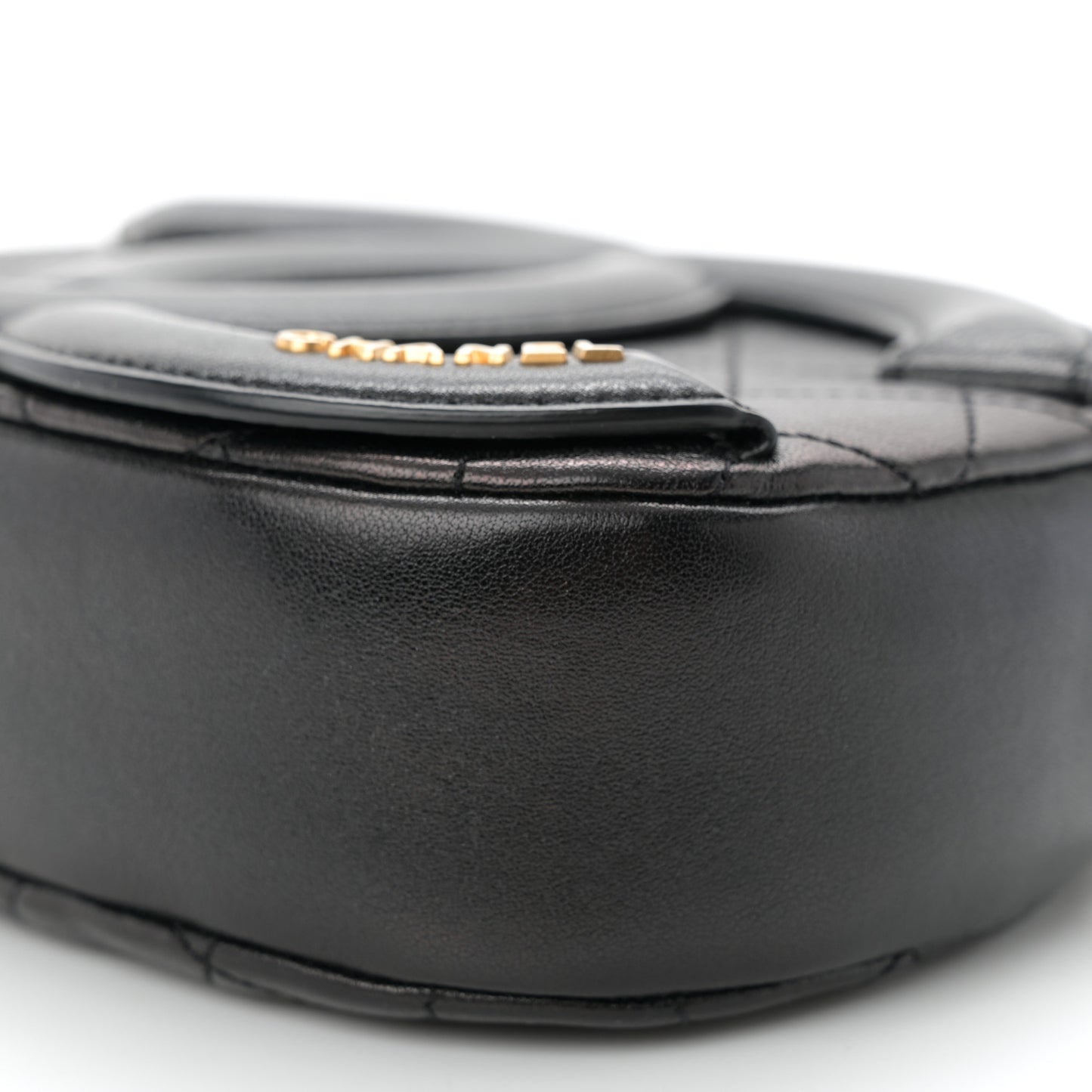 Lambskin Quilted Coco Midnight Camera Case Black