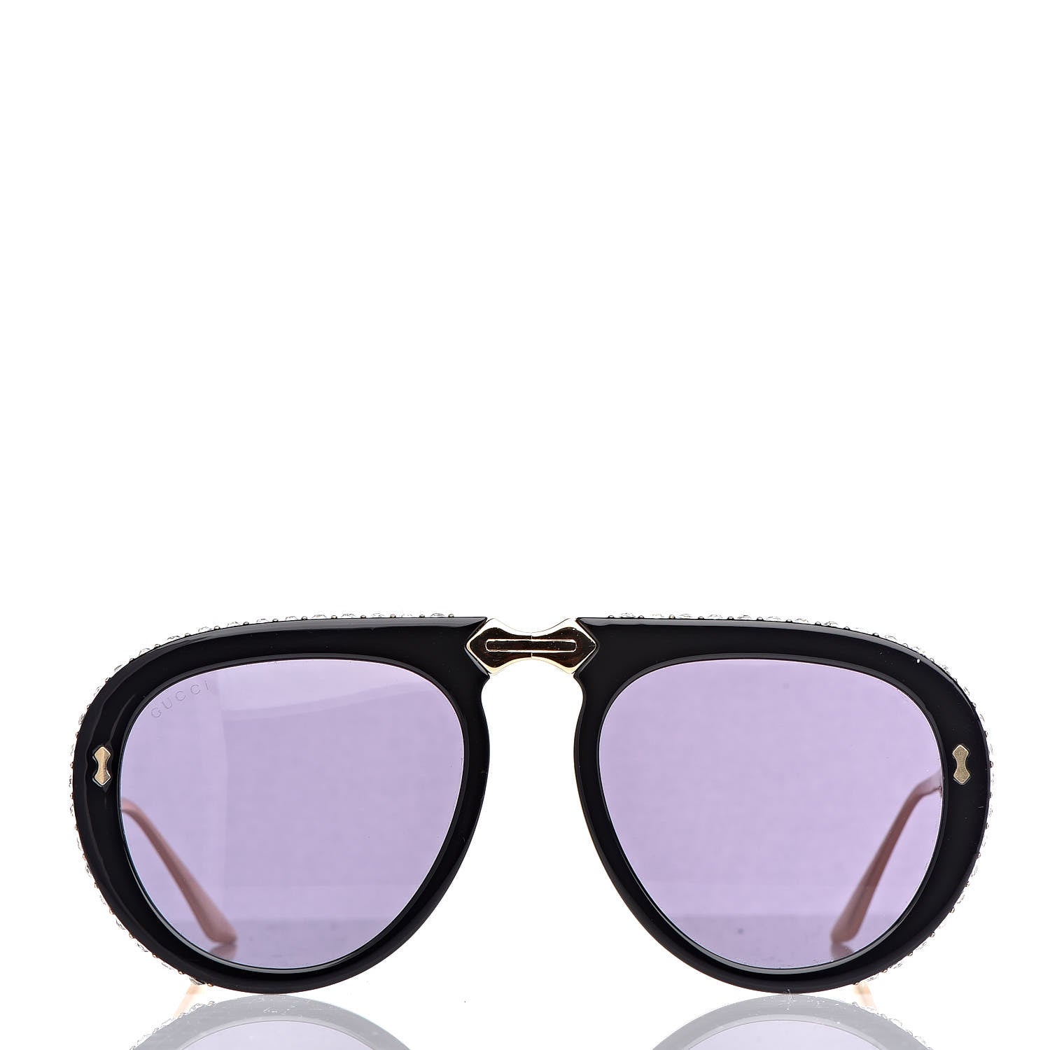 Gucci Acetate Crystal Foldable Aviator Sunglasses GG0307S Black 2 of 11