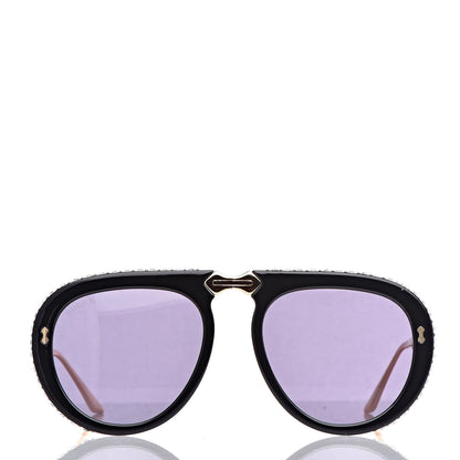 Gucci Acetate Crystal Foldable Aviator Sunglasses GG0307S Black 2 of 11