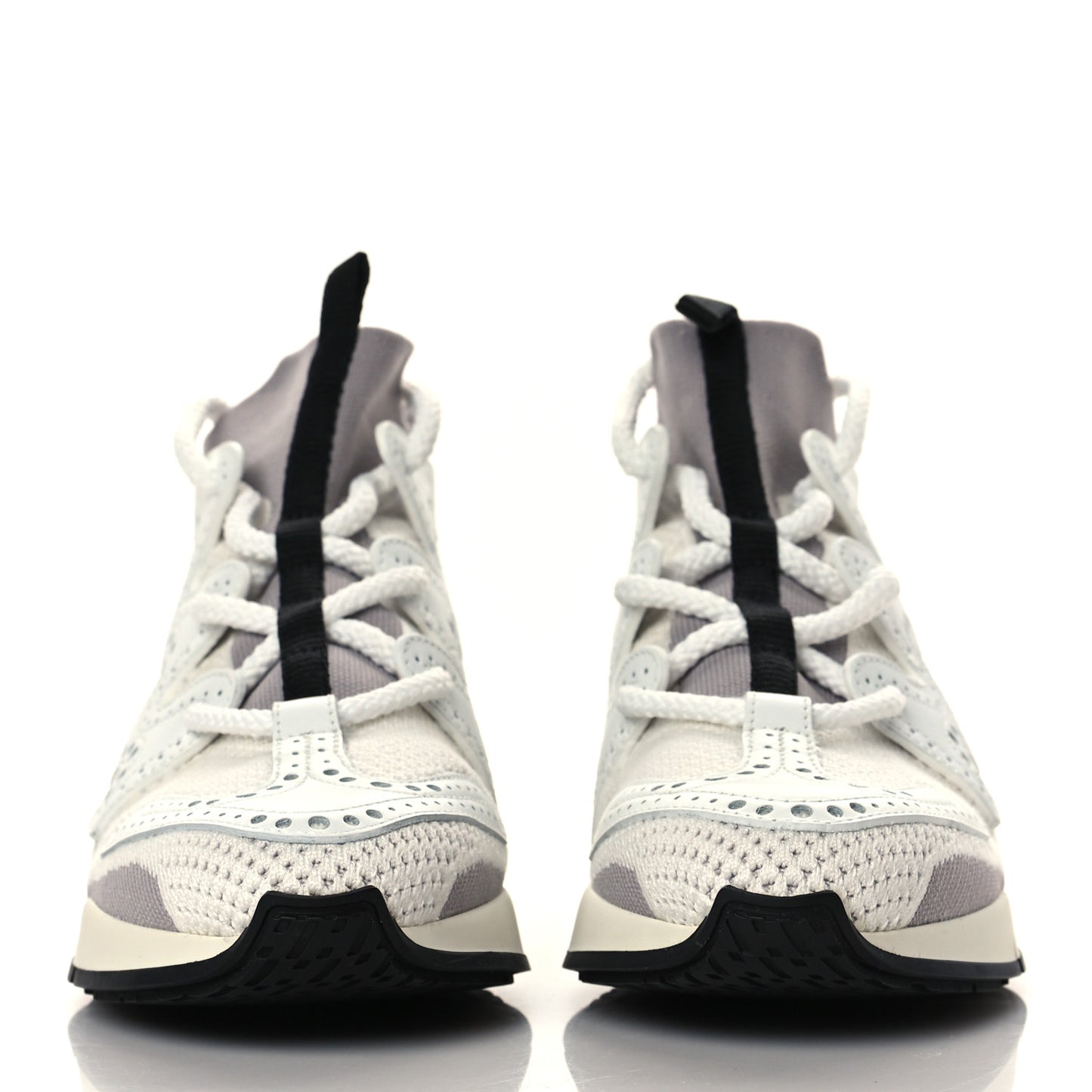 Mesh Calfskin Action Sneakers 35 Gris Clair Multicolor