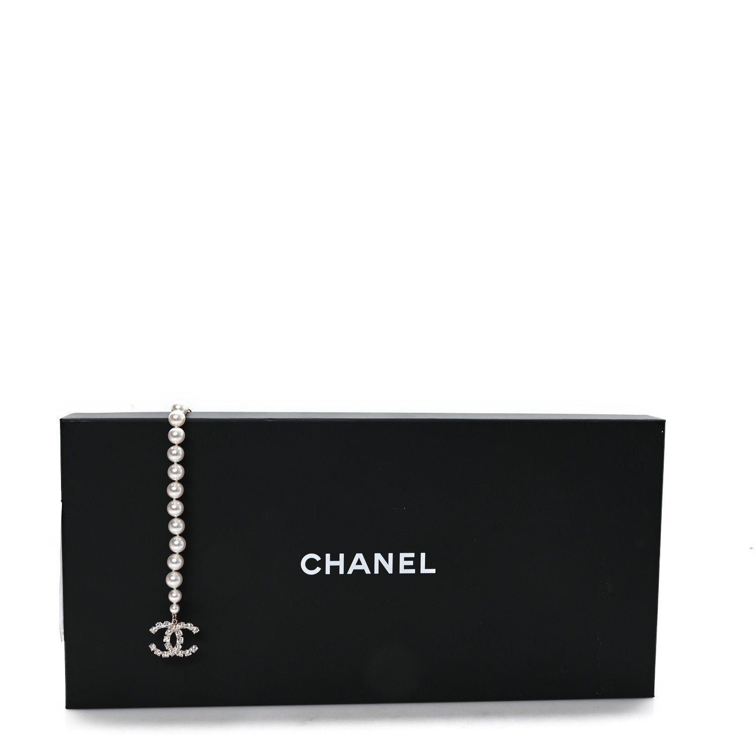 Chanel Pearl Crystal Coco's Pearls Logo Belt 85 34 Pearly White Black Gold 4 of 4