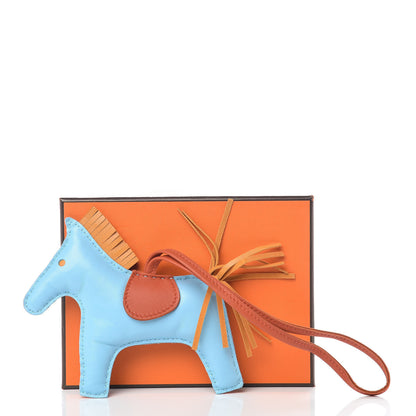 Hermes Milo Lambskin Grigri Rodeo Horse Bag Charm MM Celeste Naturel Bouton D'Or Cornaline 4 of 4