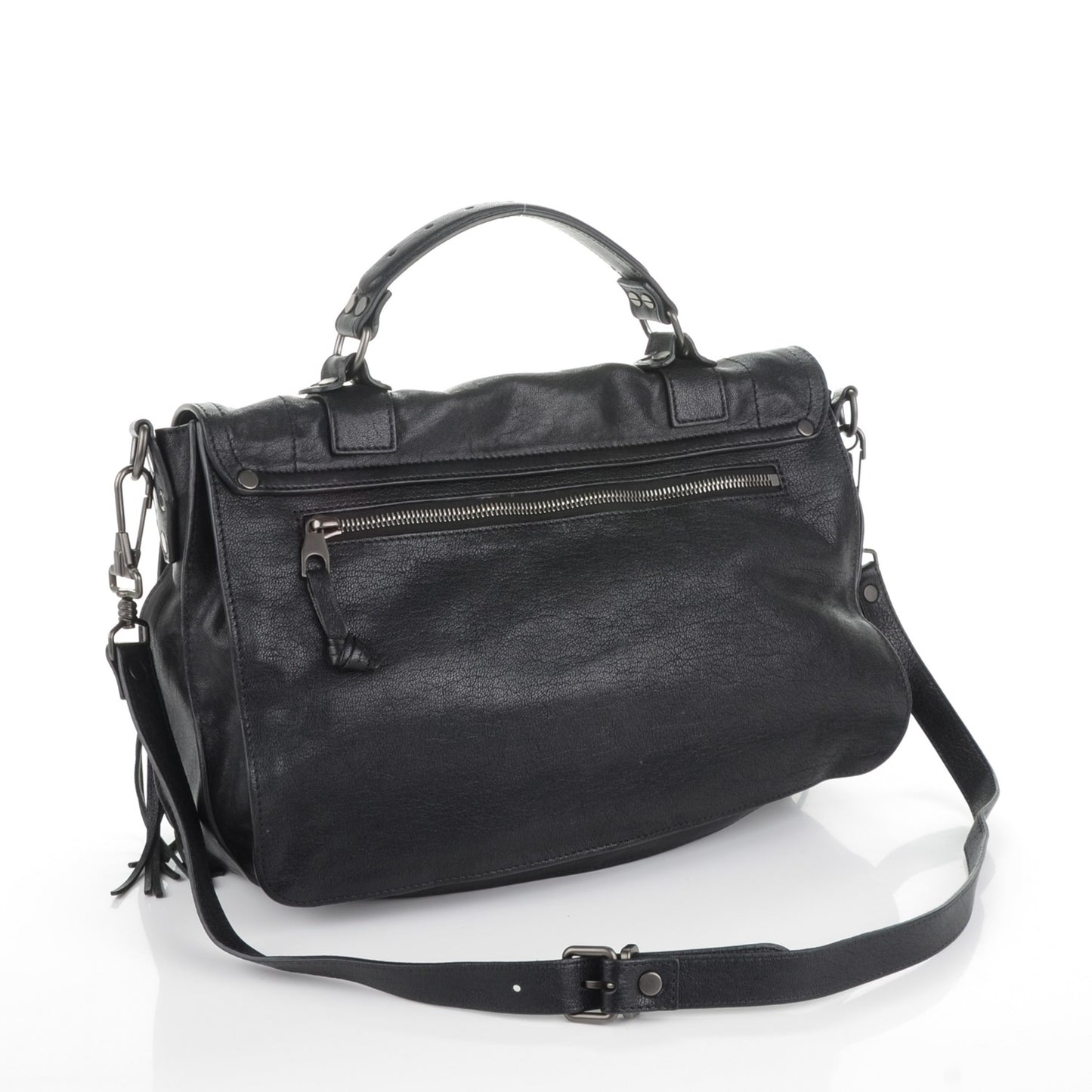 Lambskin Fringe Medium PS1 Satchel Black