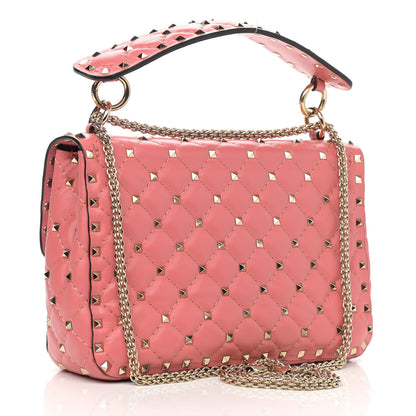 Valentino Garavani Nappa Quilted Heart Medium Rockstud Spike Shoulder Bag Paradise Rose Red 3 of 11