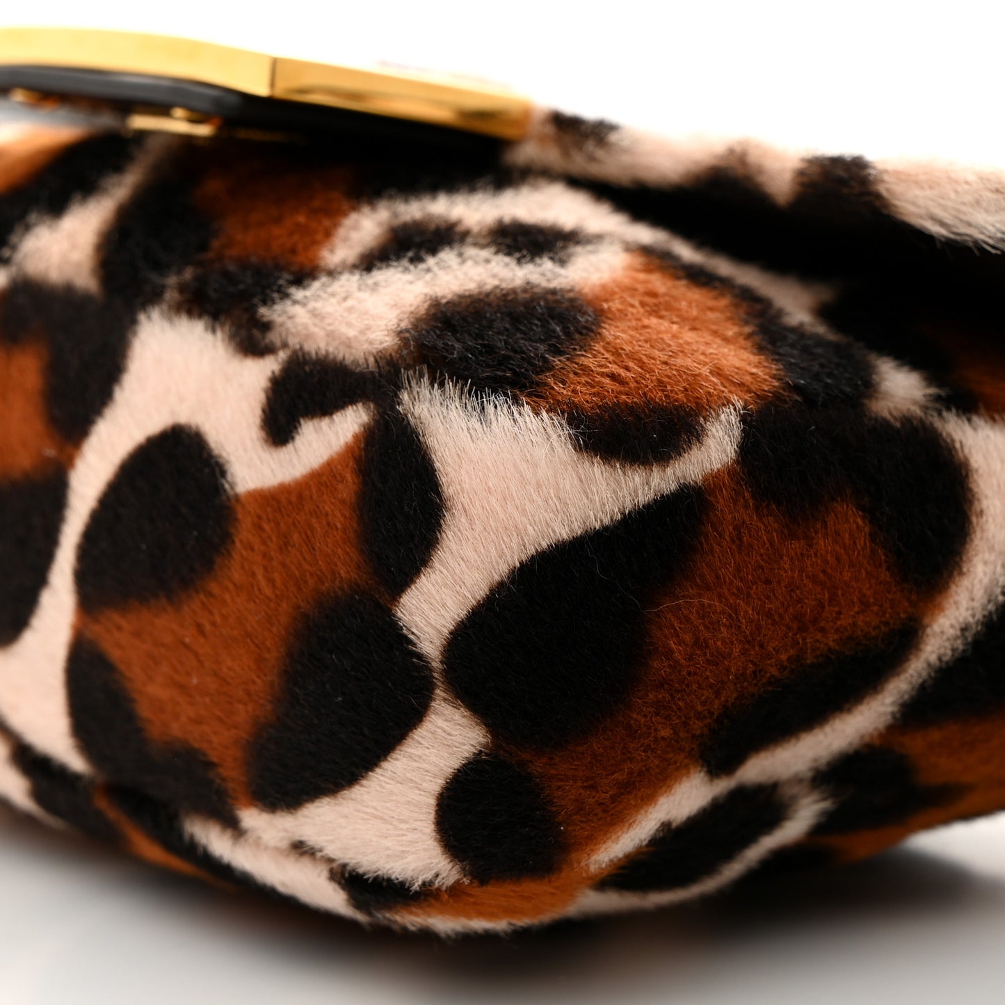 Calf Hair Leopard Print Mini Baguette Pink Brown