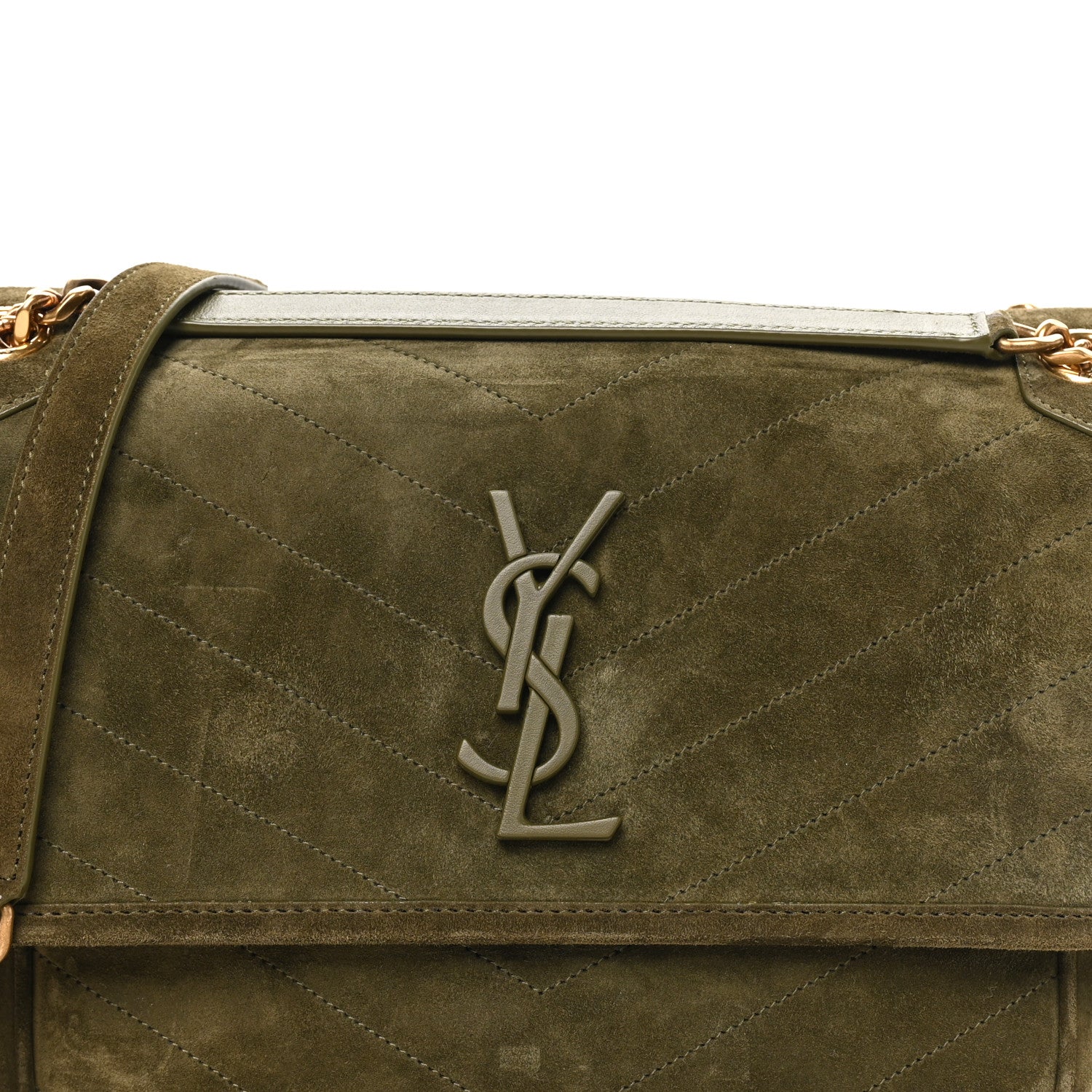 Saint Laurent Suede Monogram Medium Niki Chain Satchel Loden Green 8 of 10
