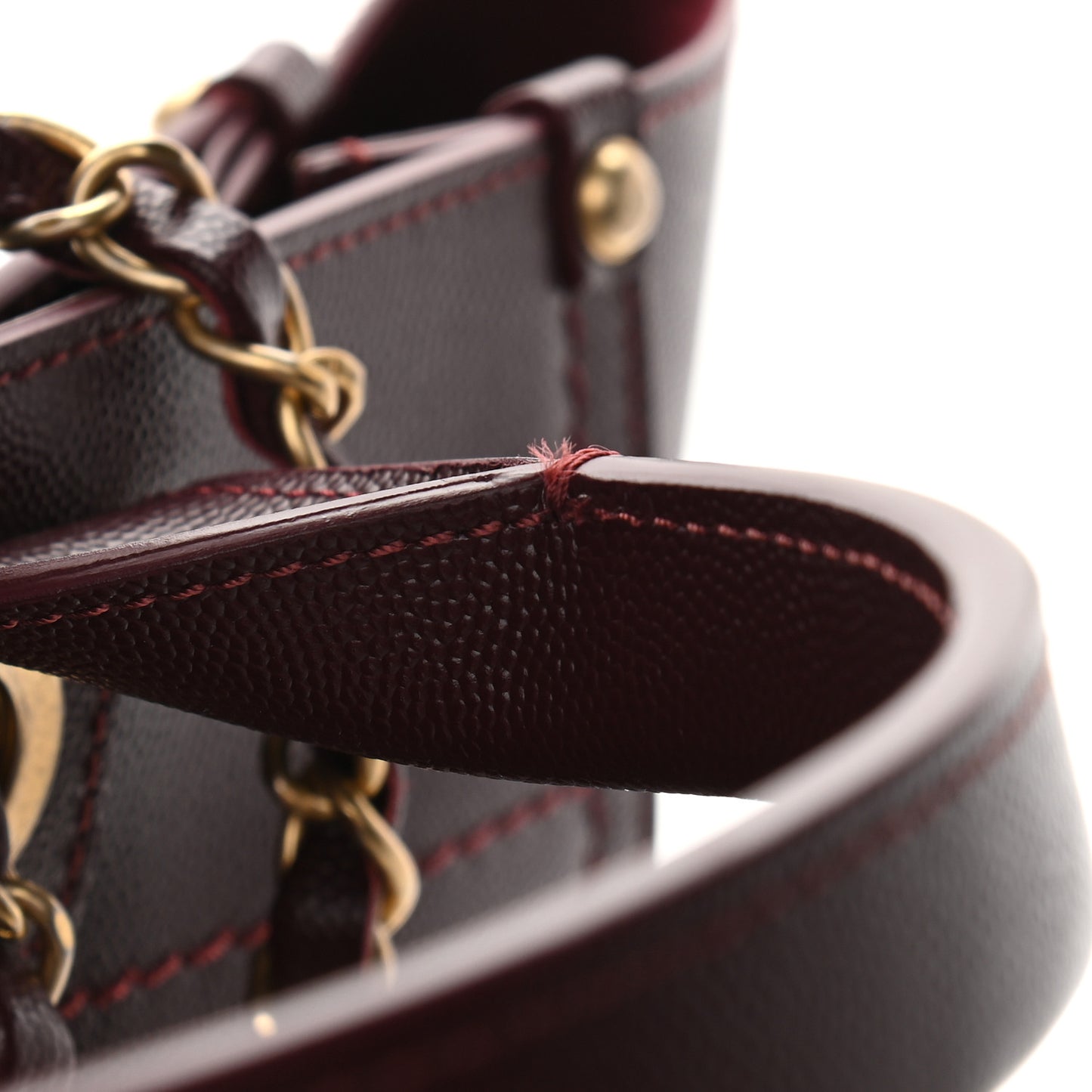 Caviar Small Studded Deauville Tote Burgundy