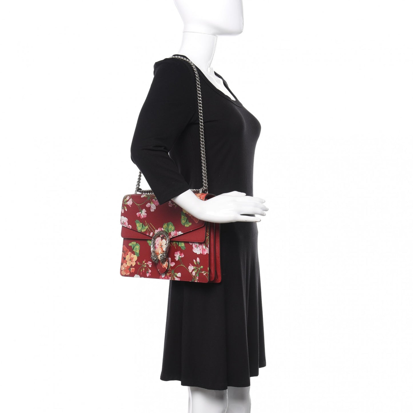 Calfskin Blooms Print Medium Dionysus Shoulder Bag Romantic Cherry Multicolor