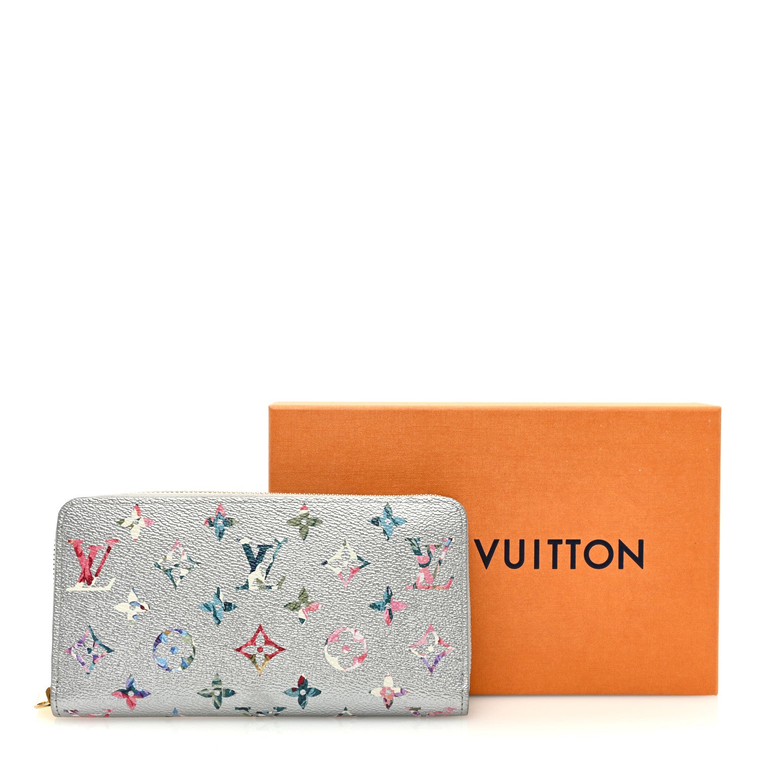 Louis Vuitton Metallic Monogram LV Garden Zippy Wallet Silver