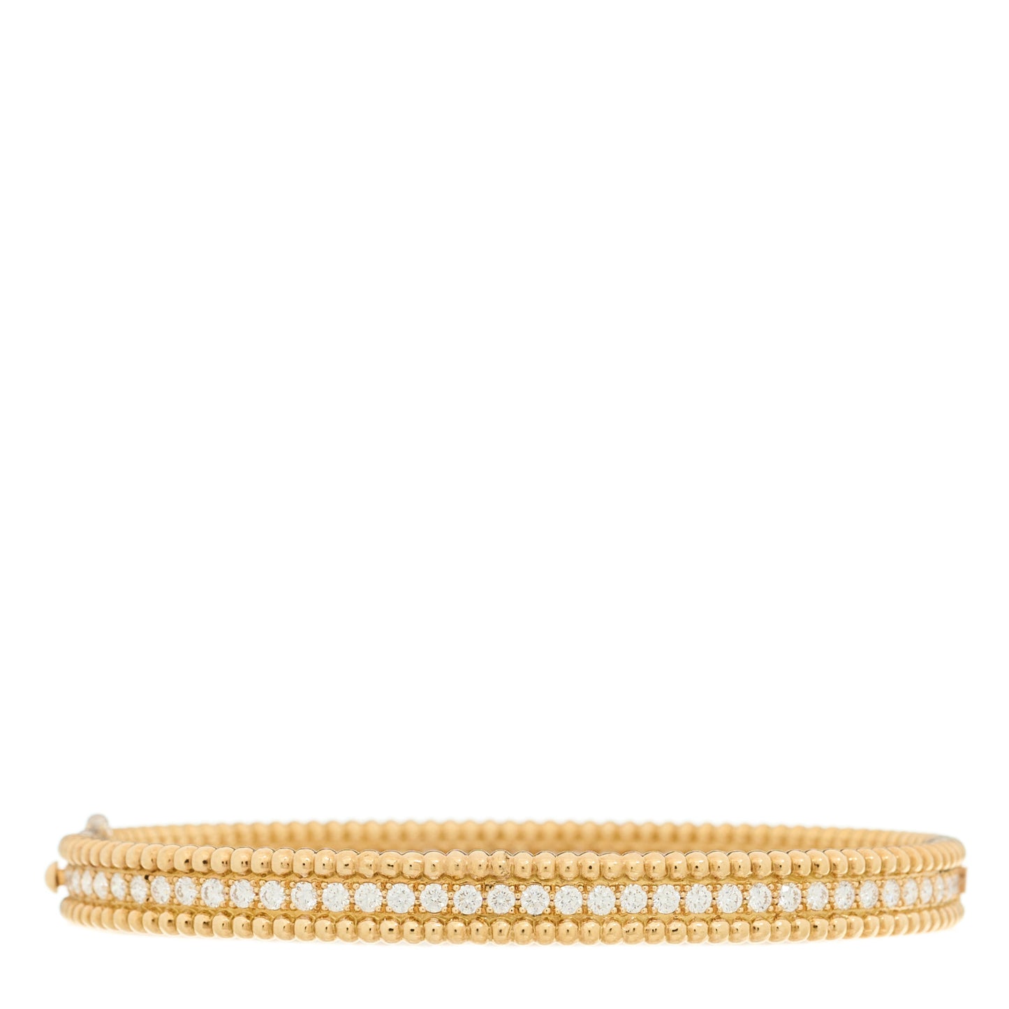 18K Yellow Gold Diamond Perlee 1-Row Bangle Bracelet S