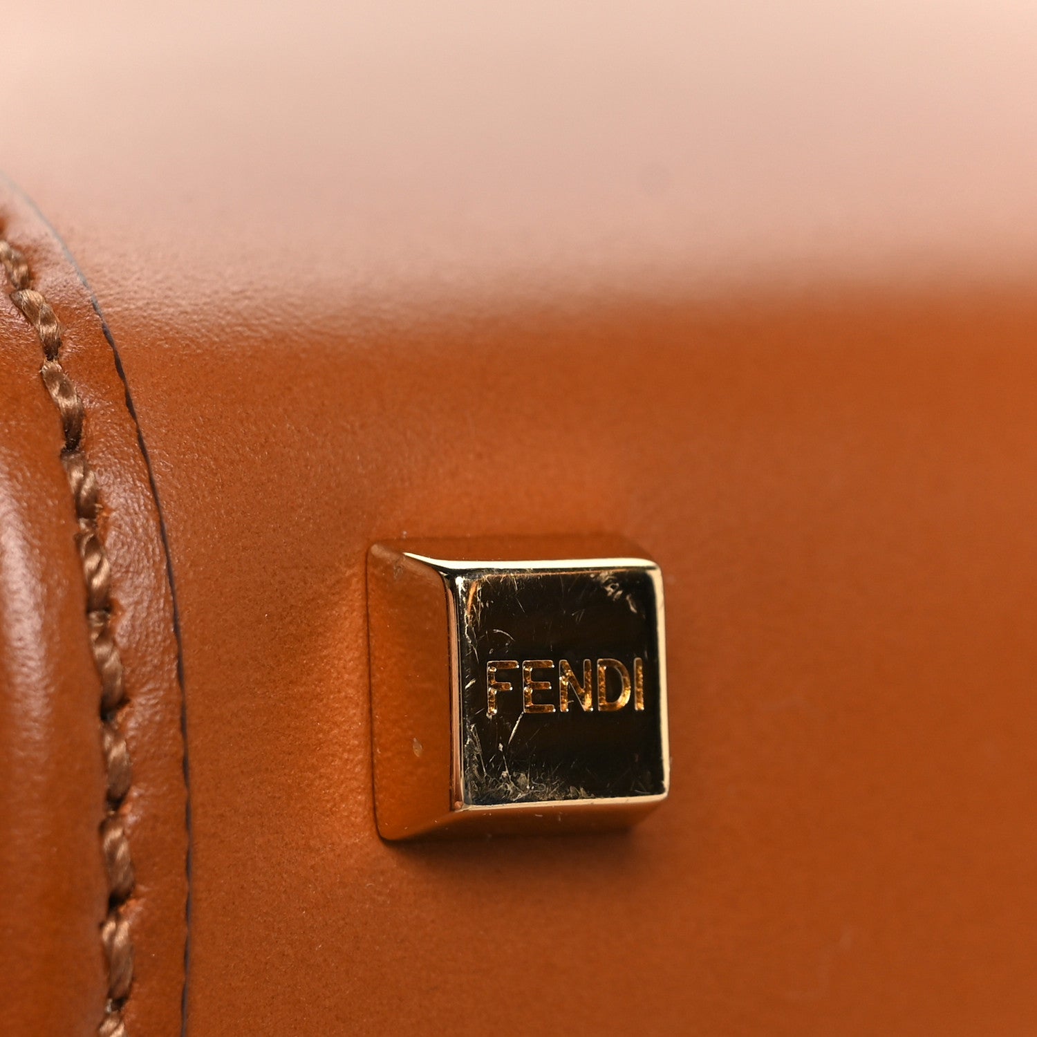 Fendi Vitello King Plexiglass Logo Embossed Mini Fendi Sunshine