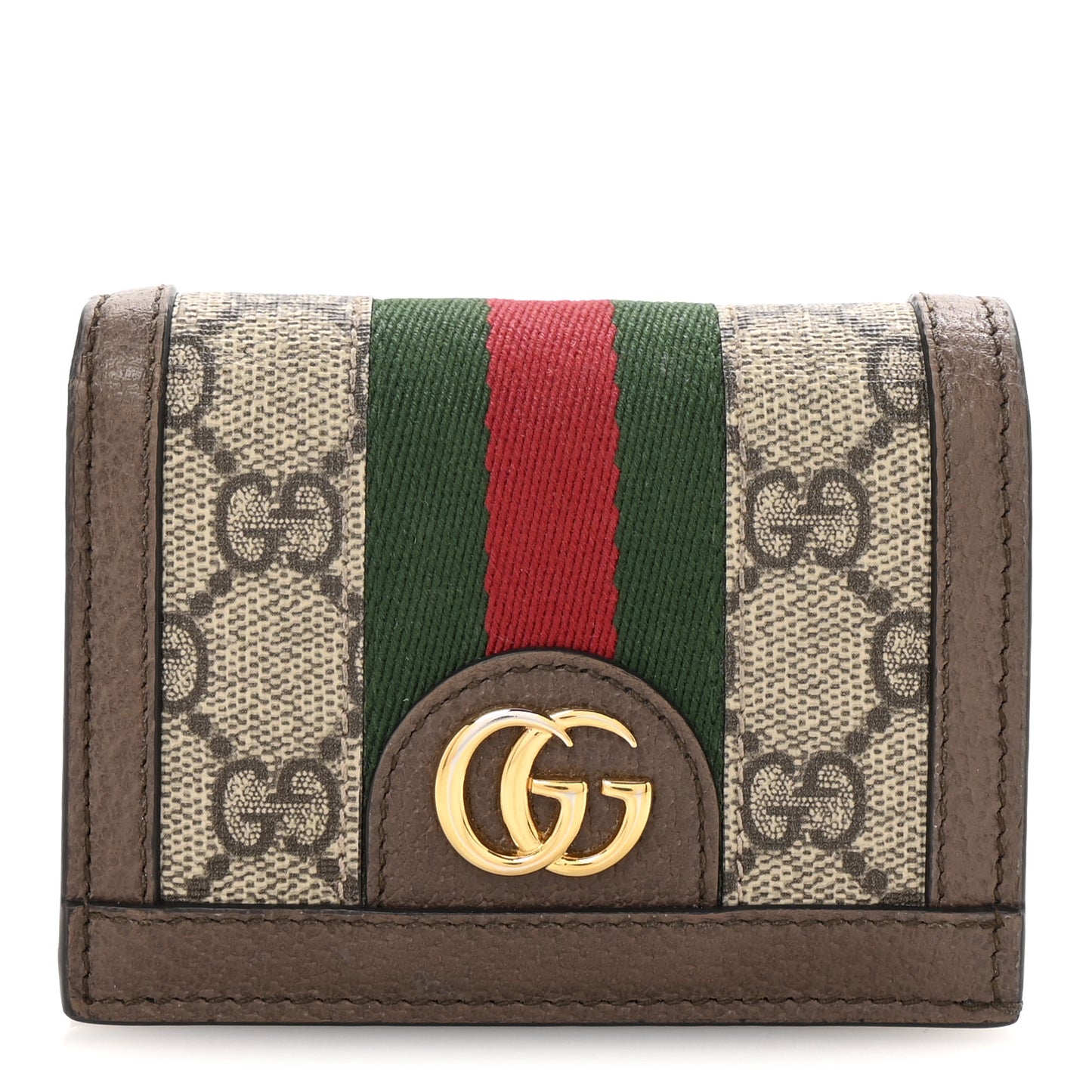 GG Supreme Monogram Web Ophidia Card Case Beige New Acero