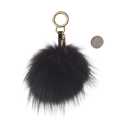 Fendi Fox Fur Calfskin Monster Bag Bug Cube Charm Black 2 of 3