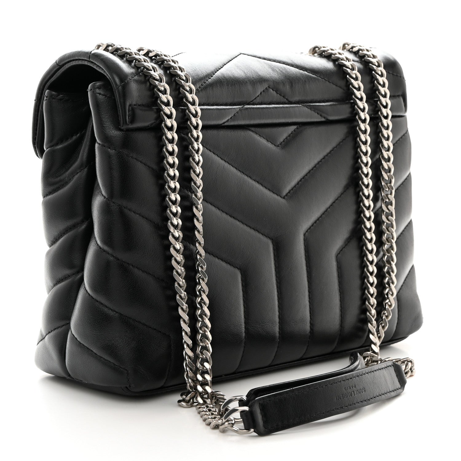 Saint Laurent Calfskin Y Quilted Monogram Small Loulou Chain Satchel Black 3 of 10