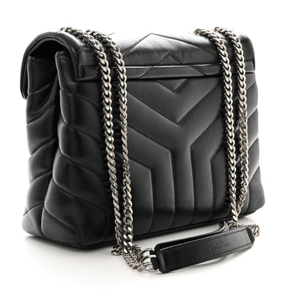 Saint Laurent Calfskin Y Quilted Monogram Small Loulou Chain Satchel Black 3 of 10