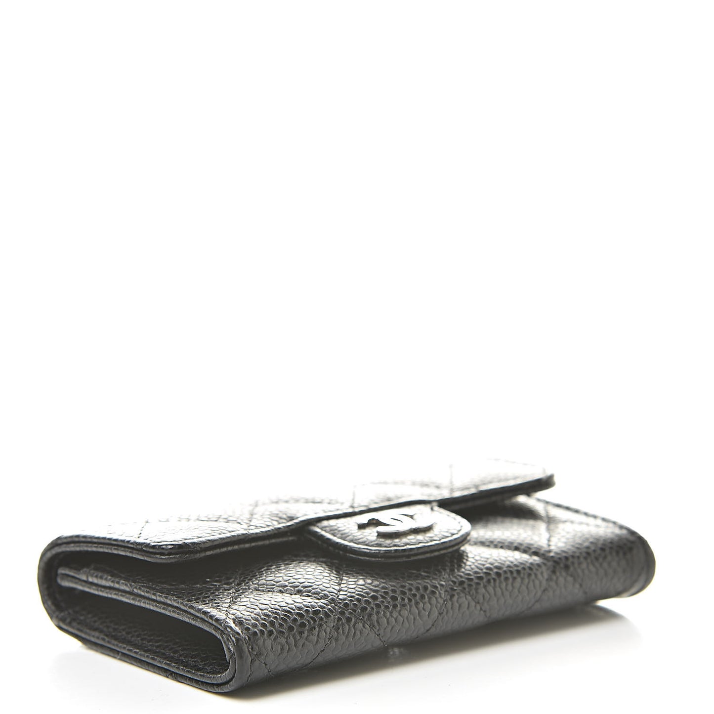 Caviar Quilted Flap Card Holder Black
