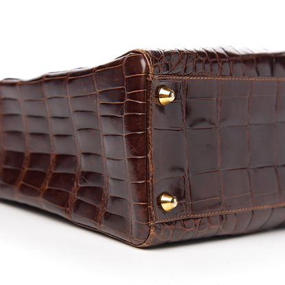 Christian Dior Crocodile Large Lady Dior Brown 12 of 14
