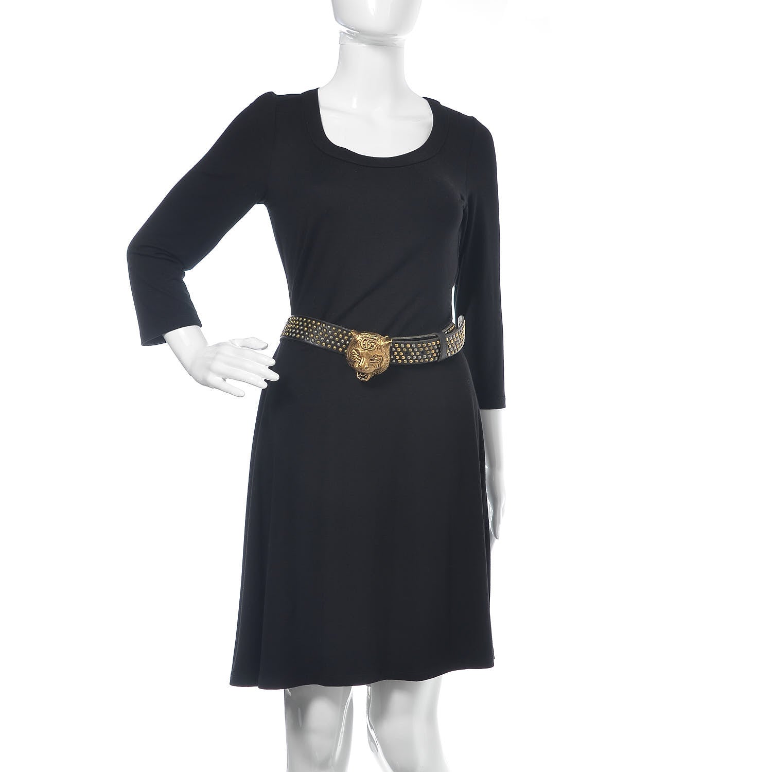 Gucci Calfskin Studded Feline Belt 100 40 Black 2 of 6