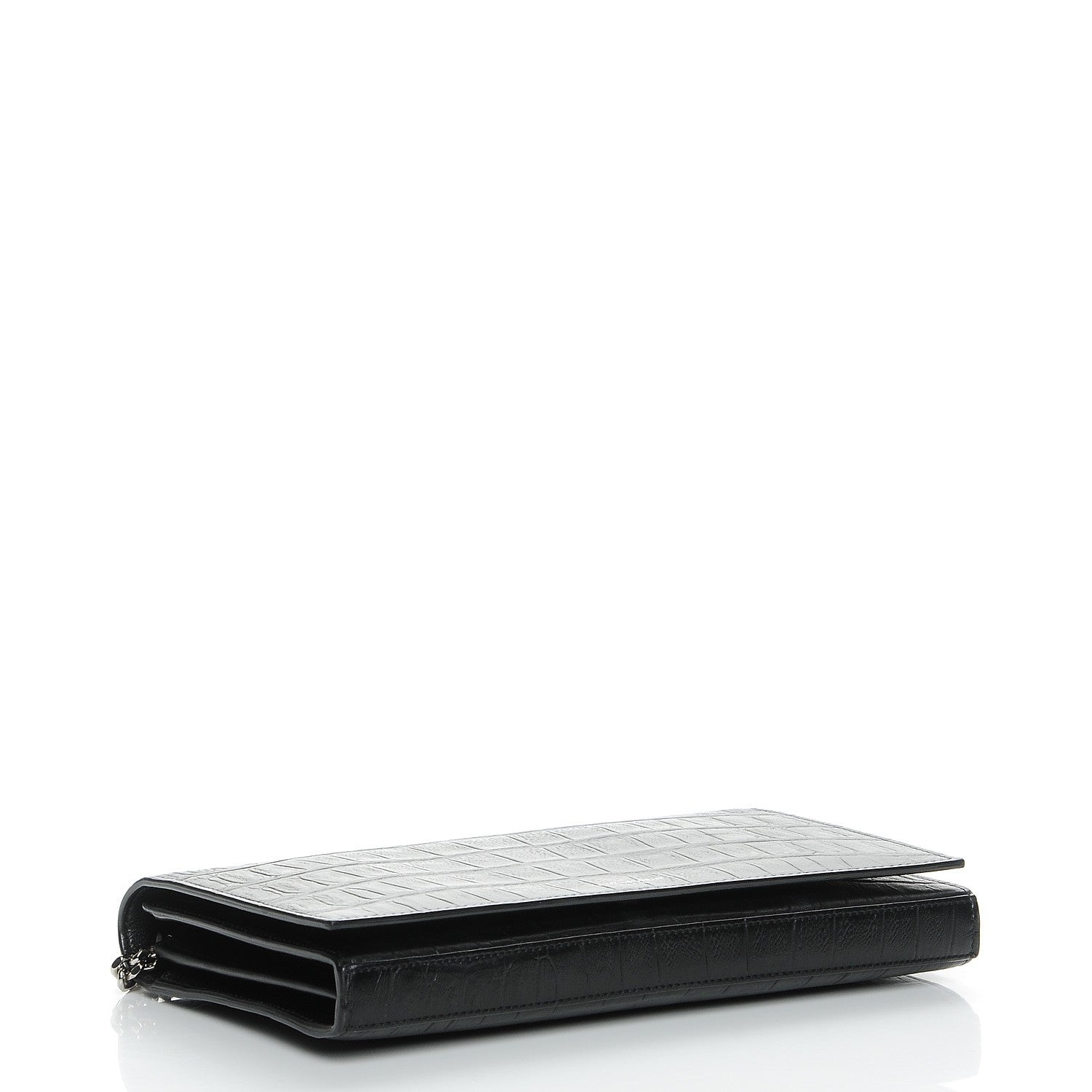 Saint Laurent Lambskin Crocodile Embossed Classic Paris Chain Wallet Black 3 of 4