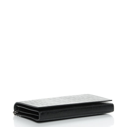 Saint Laurent Lambskin Crocodile Embossed Classic Paris Chain Wallet Black 3 of 4