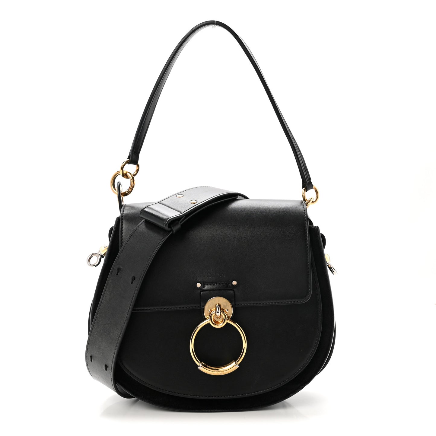 Calfskin Suede Large Tess Bag Black