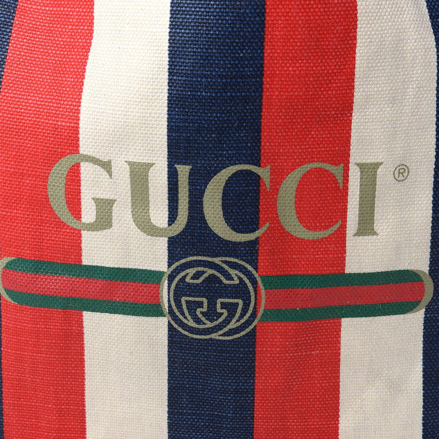 Gucci Canvas Calfskin Sylvie Stripe Logo Mens Tote Red White Blue 10 of 10