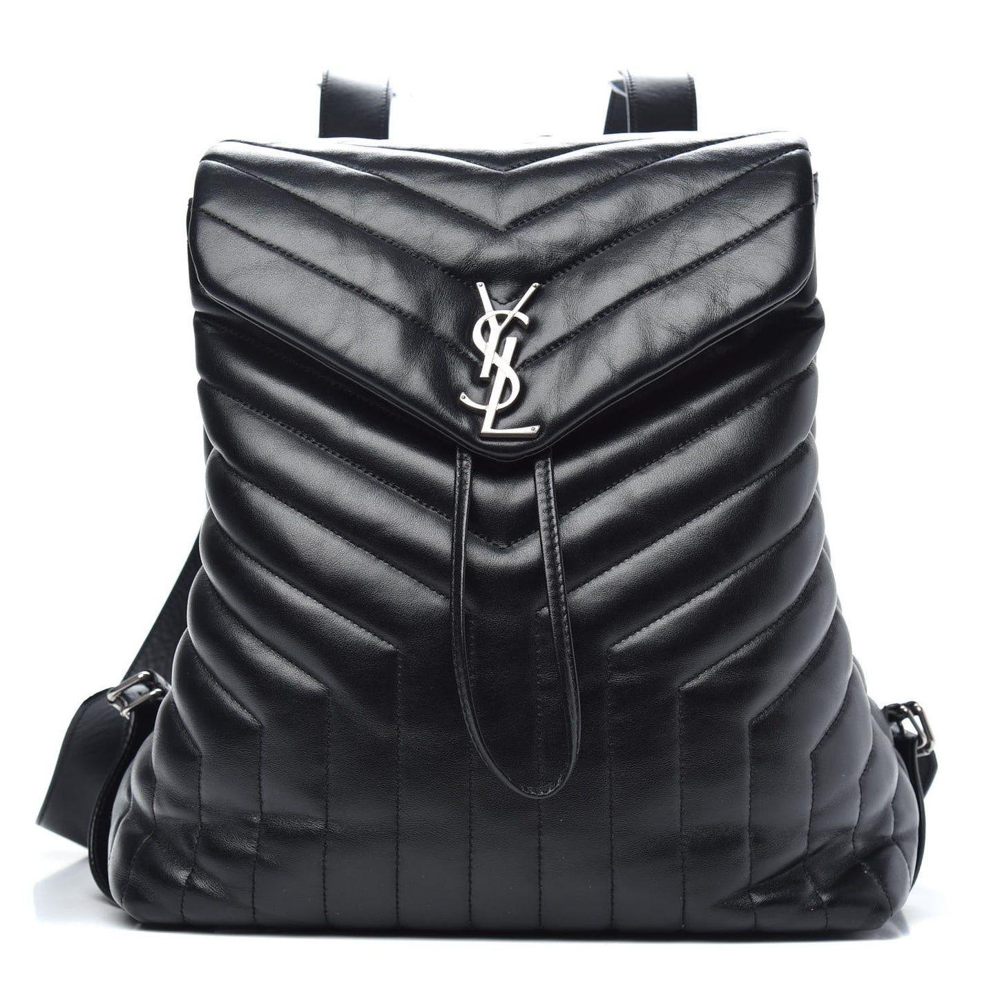 Calfskin Y Quilted Monogram Medium Loulou Backpack Black