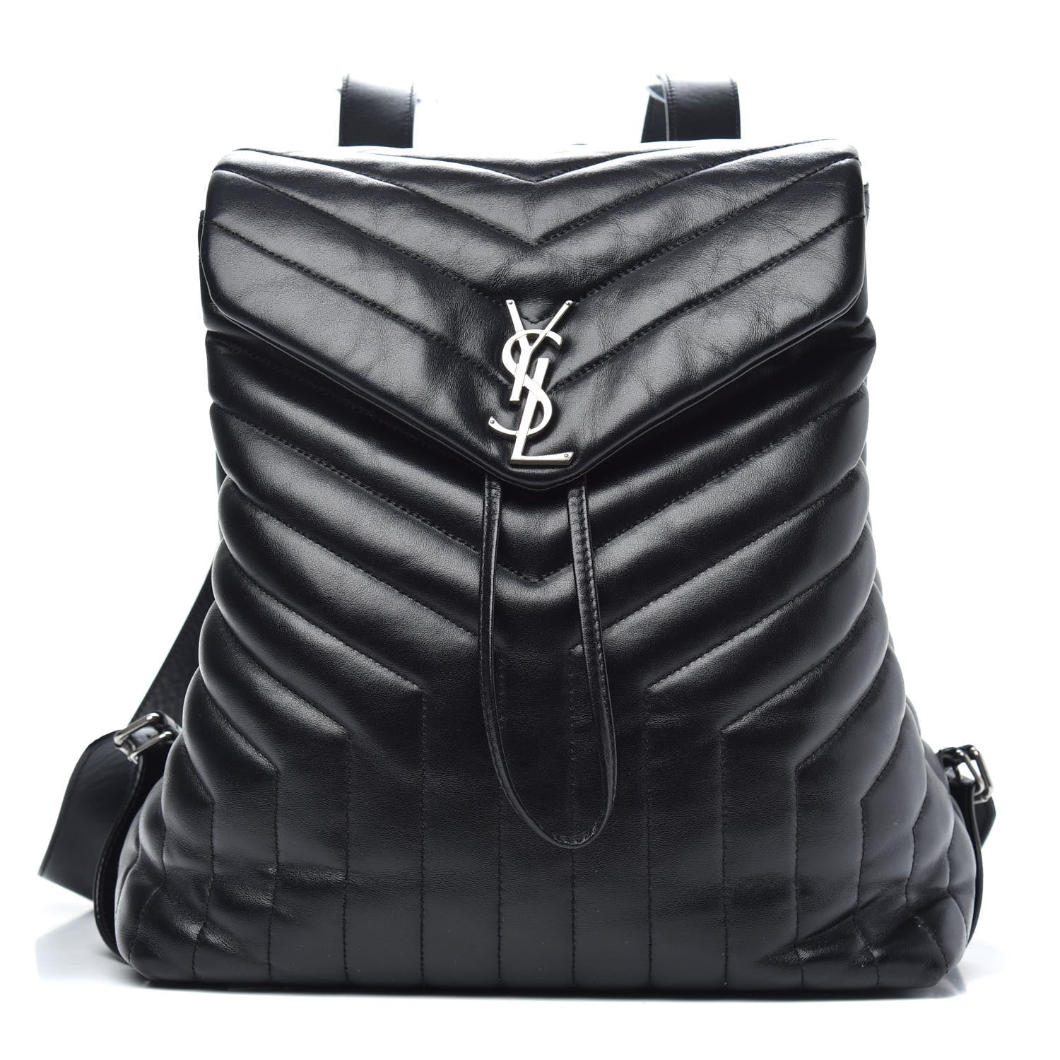 Saint Laurent Calfskin Y Quilted Monogram Medium Loulou Backpack Black 1 of 12