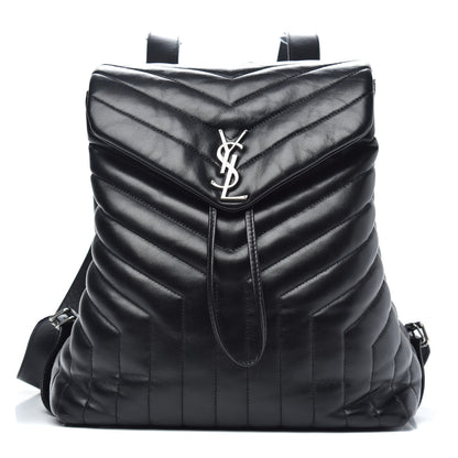 Saint Laurent Calfskin Y Quilted Monogram Medium Loulou Backpack Black 1 of 12