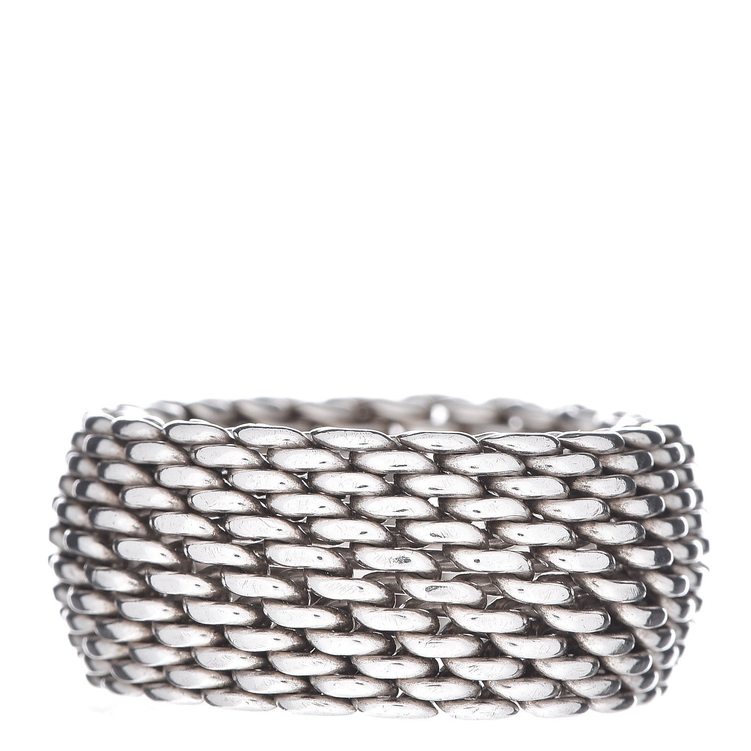 Tiffany Sterling Silver Mesh Somerset Ring 58 8.25 3 of 4