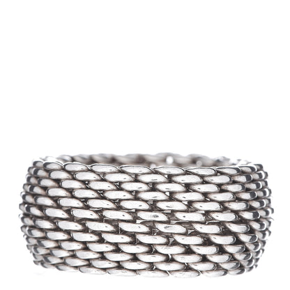Tiffany Sterling Silver Mesh Somerset Ring 58 8.25 3 of 4