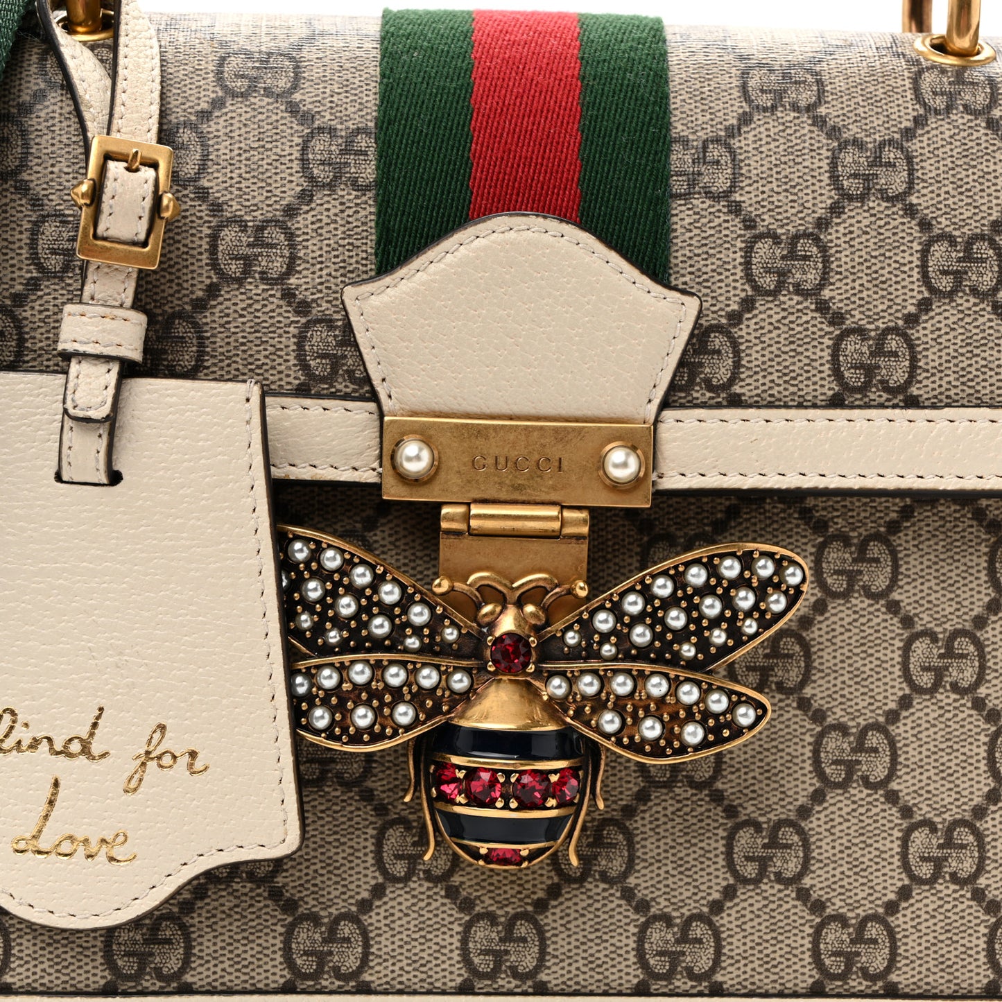 GG Supreme Monogram Small Queen Margaret Top Handle Bag White