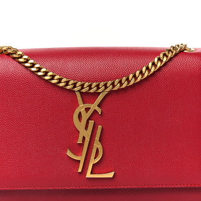 Saint Laurent Grain De Poudre Small Deconstructed Monogram Kate Satchel Red 9 of 11