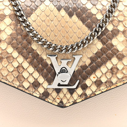Louis Vuitton Soft Calfskin Snakeskin My Lockme Chain Bag Pochette Black 7 of 9