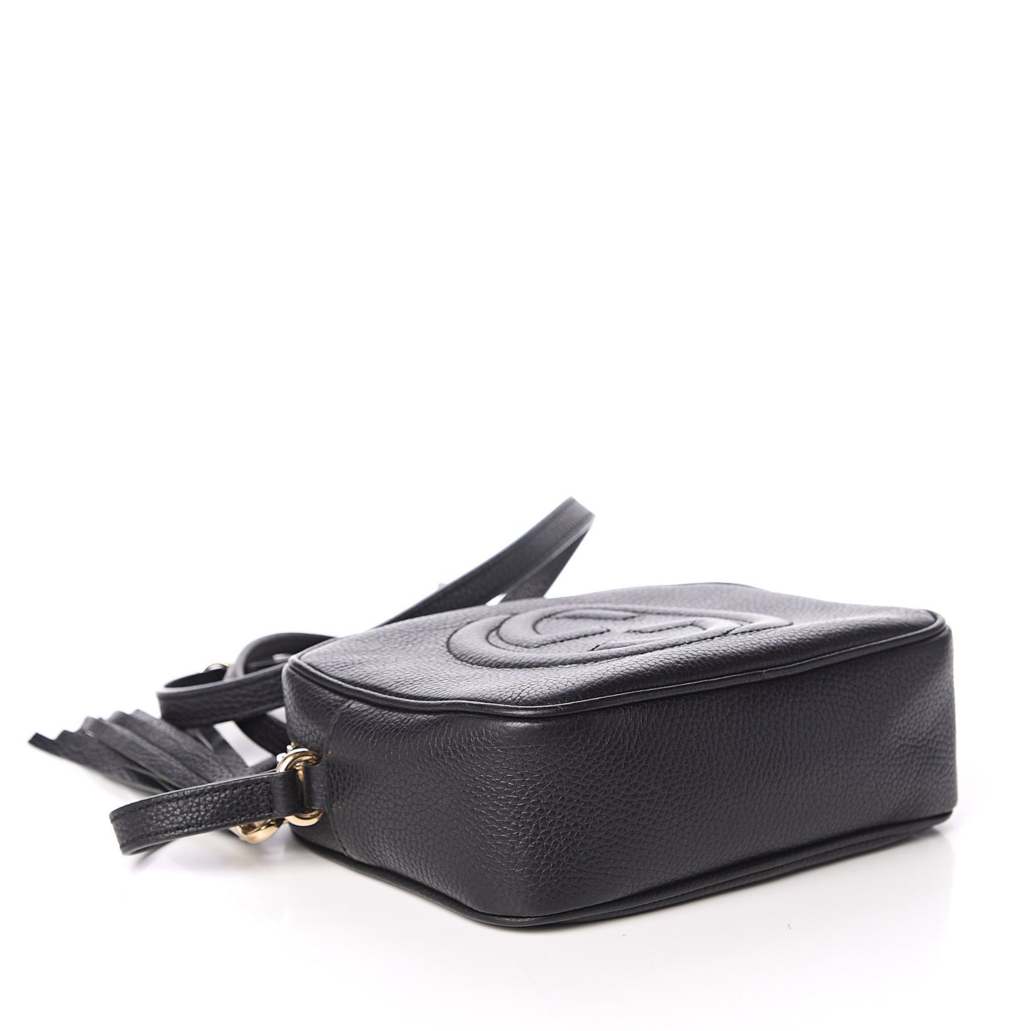 Pebbled Calfskin Small Soho Disco Bag Black