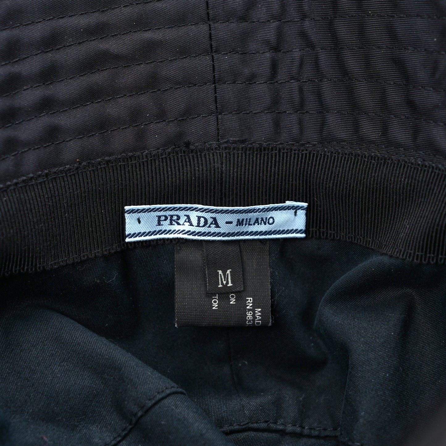 Nylon Crystal Metal Triangle Logo Lightning Bucket Hat M Black