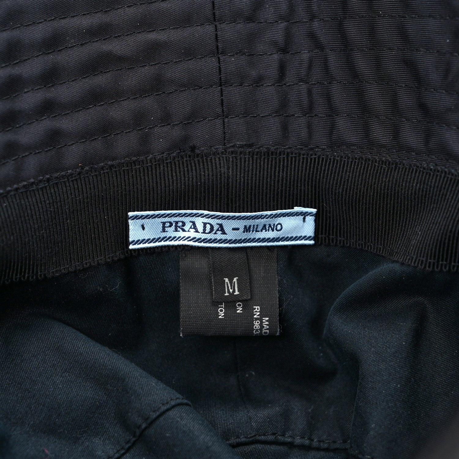 Prada Nylon Crystal Metal Triangle Logo Lightning Bucket Hat M Black 8 of 8