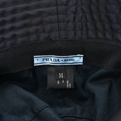 Prada Nylon Crystal Metal Triangle Logo Lightning Bucket Hat M Black 8 of 8
