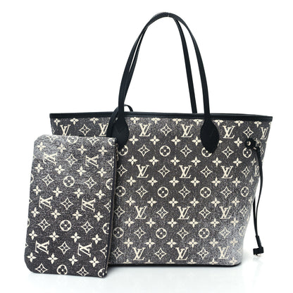 Louis Vuitton Denim Monogram Jacquard Neverfull MM Grey 3 of 11