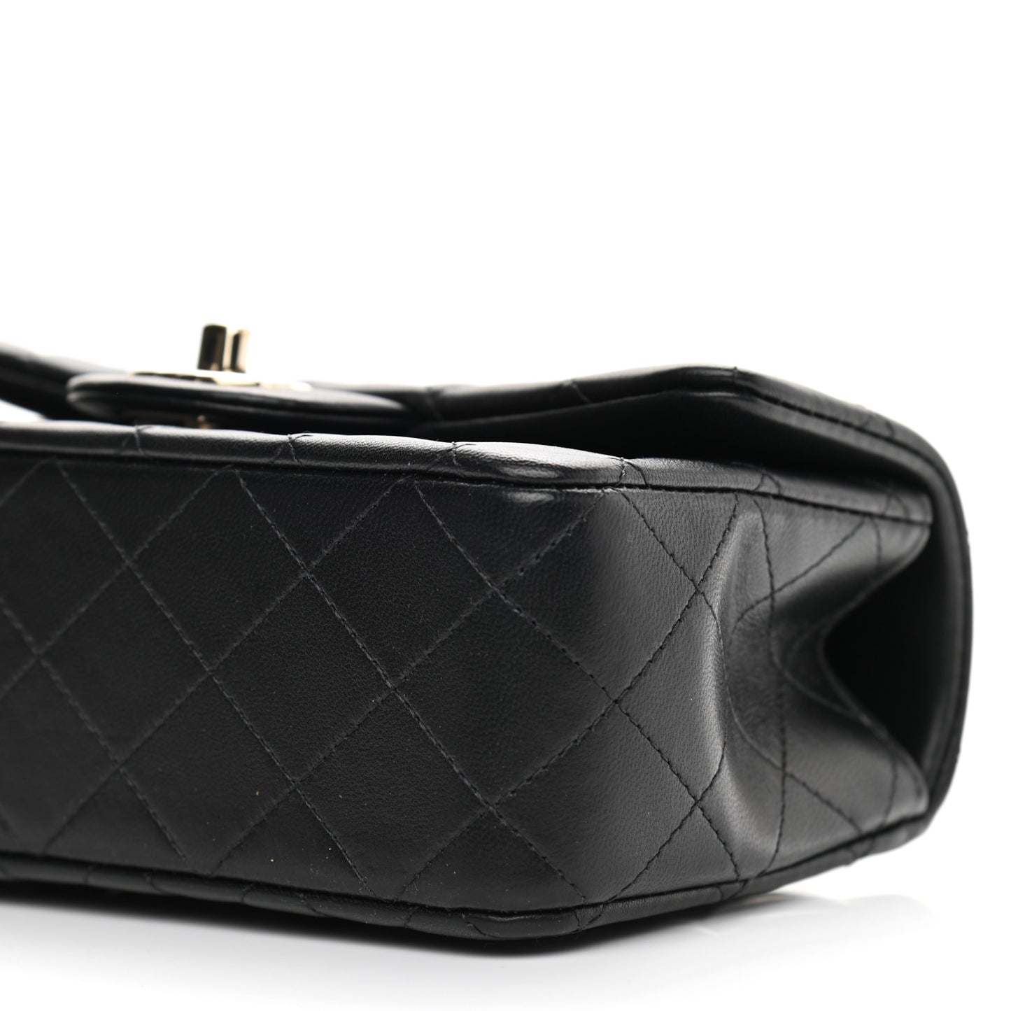 Lambskin Quilted Mini Top Handle Rectangular Flap Black
