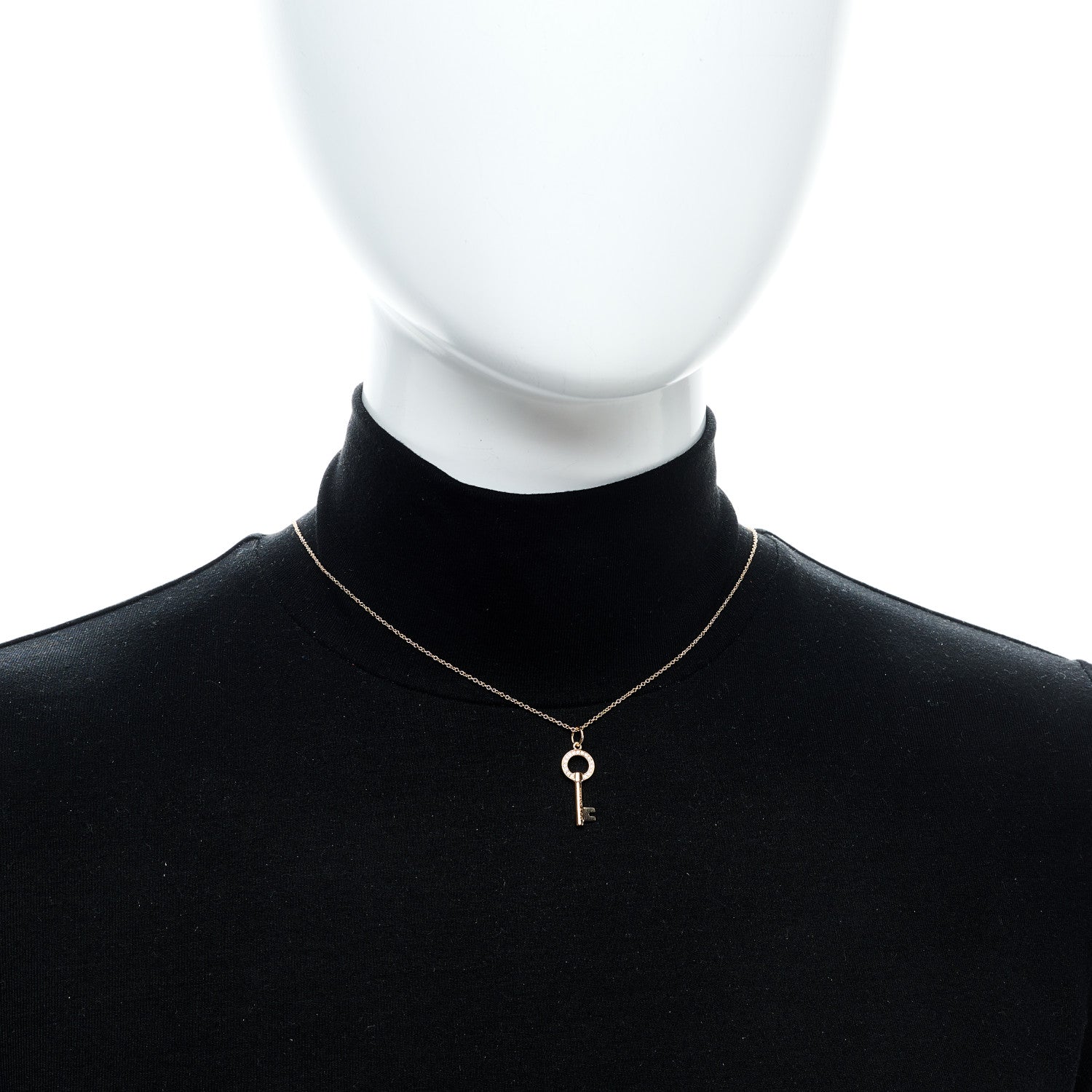 Tiffany 18K Rose Gold Diamond Modern Keys Round Open Key Pendant Necklace 2 of 6