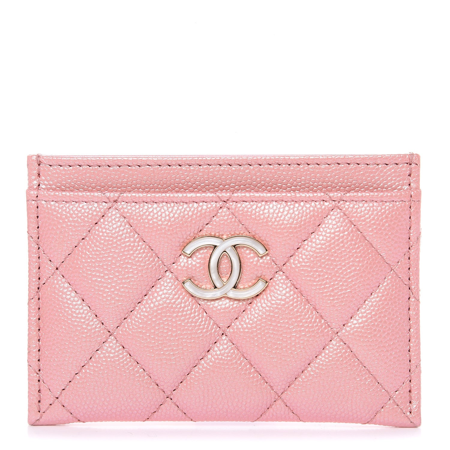 Chanel Iridescent Caviar Quilted Card Holder Pink 1 of 9
