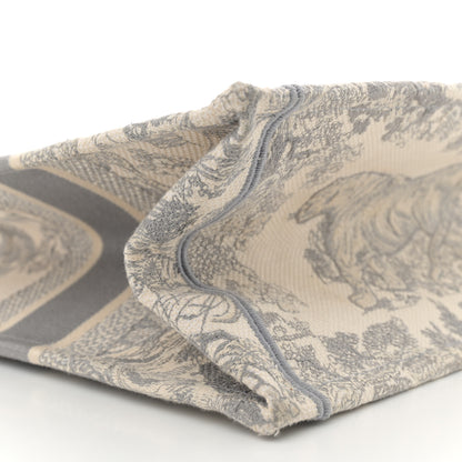 Christian Dior Canvas Embroidered Medium Dioriviera Toile De Jouy Book Tote Gray 9 of 13