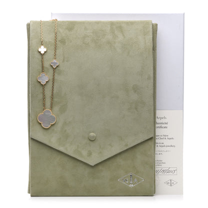 Van Cleef & Arpels 18K Yellow Gold Mother of Pearl 11 Motifs Magic Alhambra Necklace 5 of 5