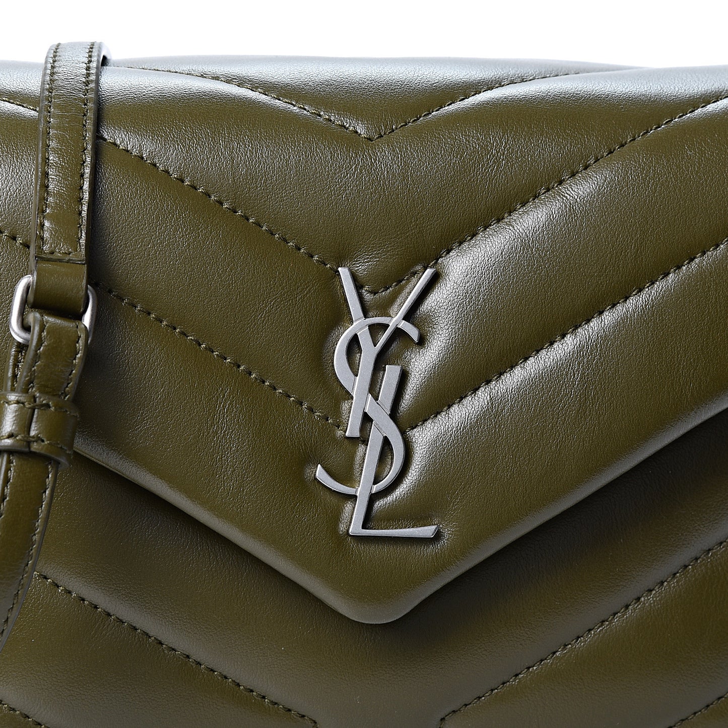 Calfskin Y Quilted Monogram Toy Loulou Crossbody Bag Military Olive