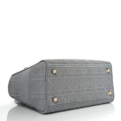Christian Dior Canvas Embroidered Cannage Medium Lady D-Lite Gray 4 of 10