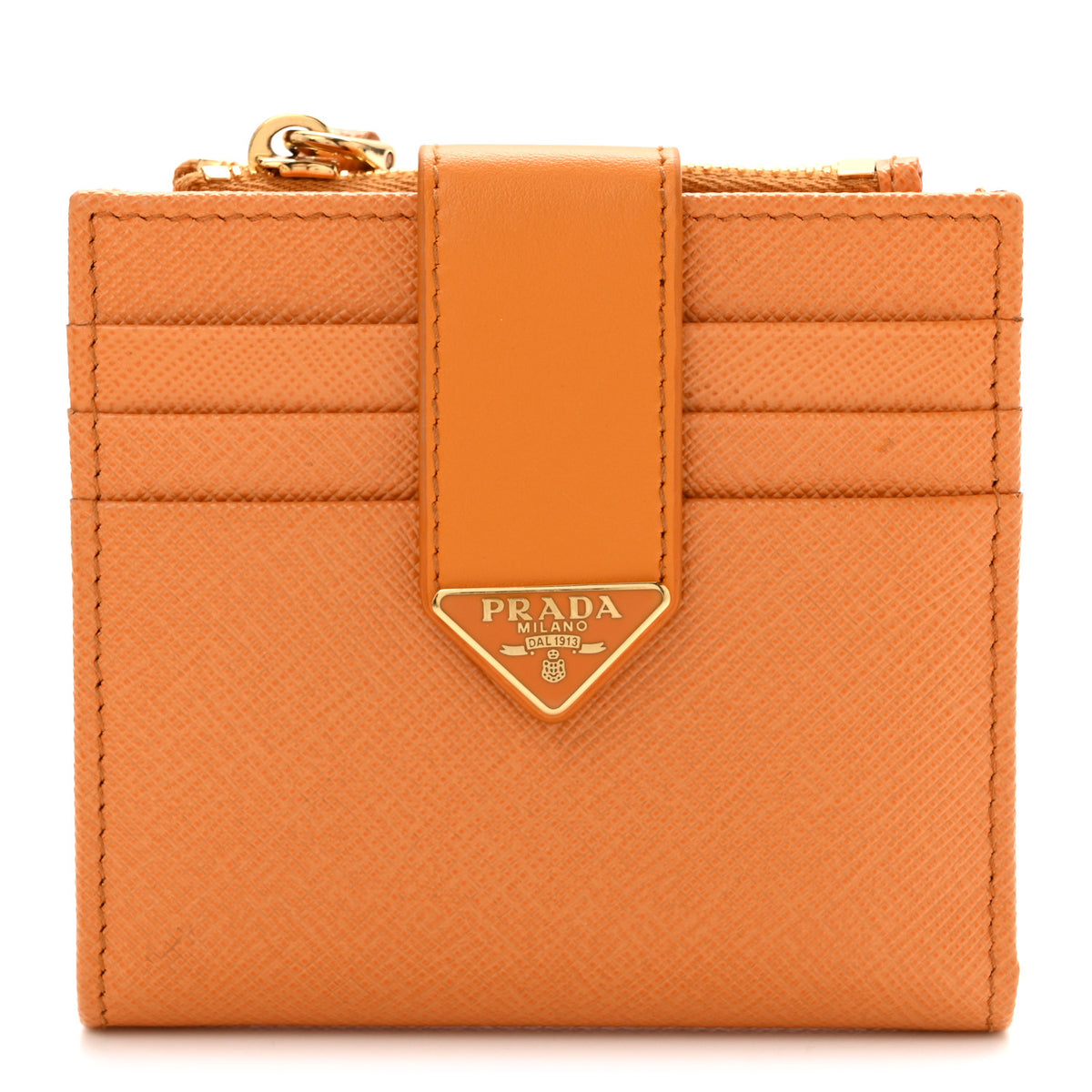 Prada Calfskin Small Triangle Wallet Ambra 1 of 10
