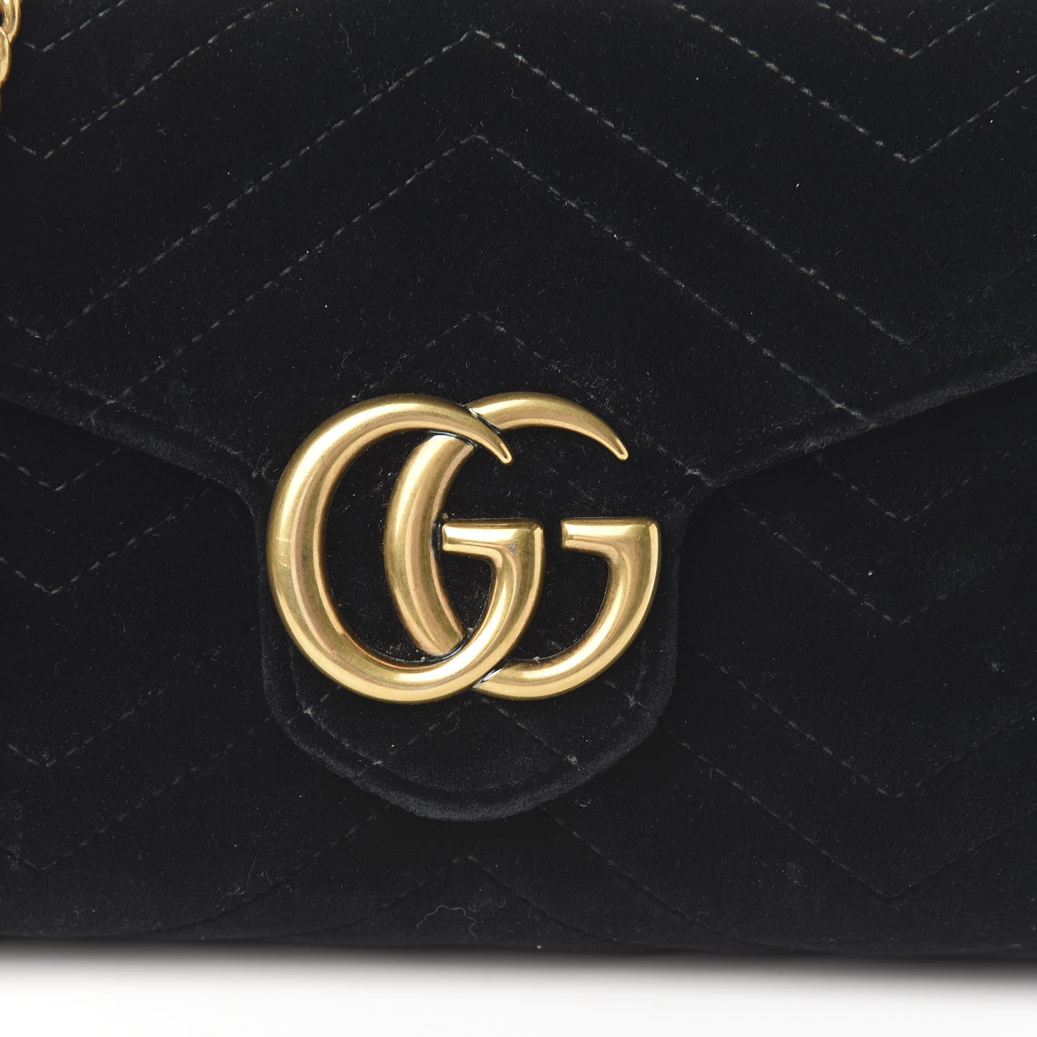 Gucci Velvet Matelasse GG Marmont Chain Wallet Black 12 of 13