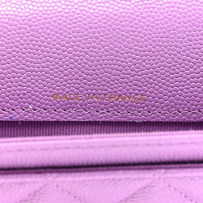 Chanel Caviar Quilted Flap Card Holder Wallet Purple 8 of 9