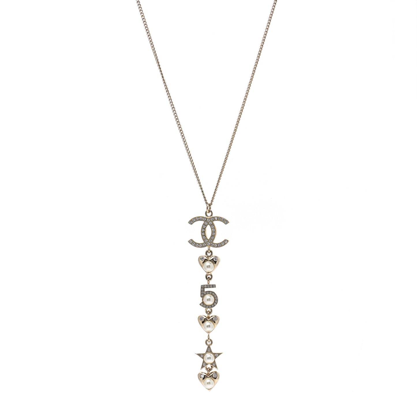 Crystal CC Charm Necklace Gold